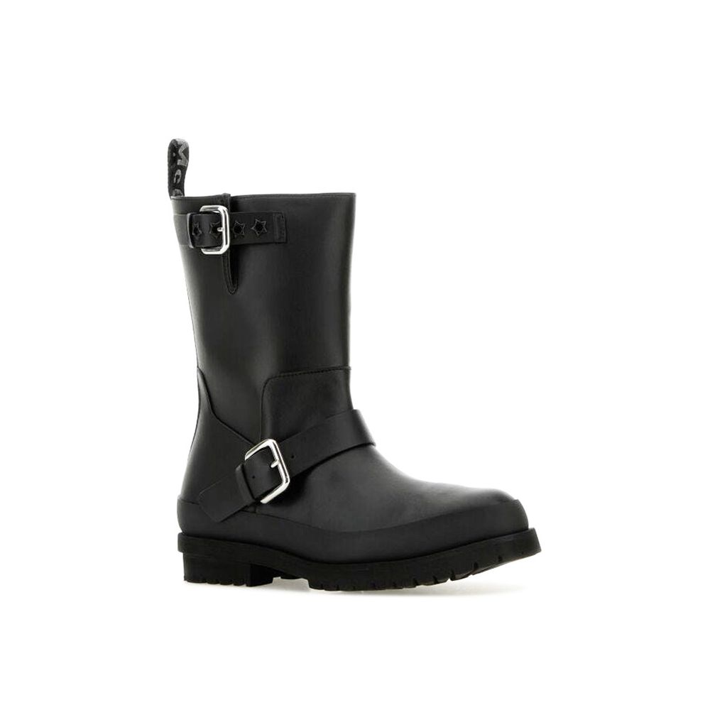 Black Polyester Lace-Up Boots - ventzia