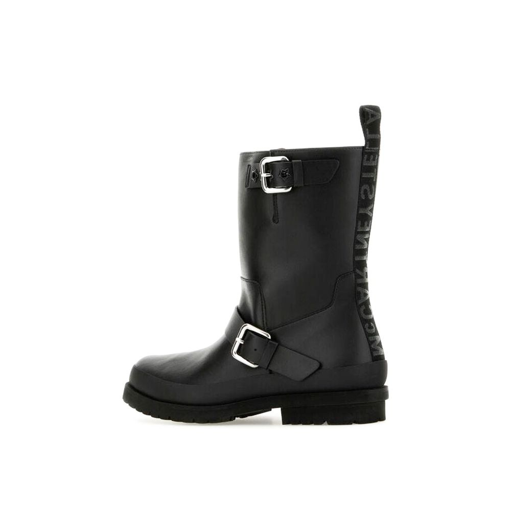 Black Polyester Lace-Up Boots - ventzia