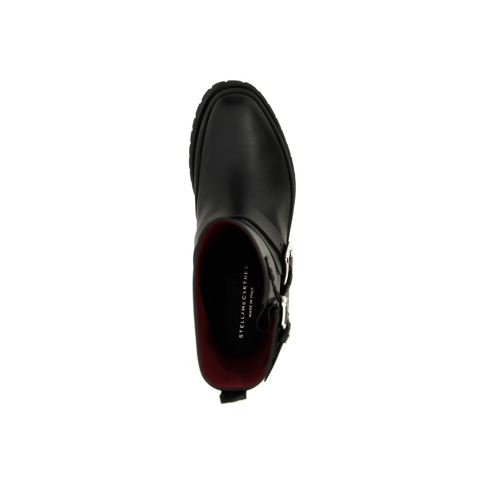 Black Polyester Lace-Up Boots - ventzia