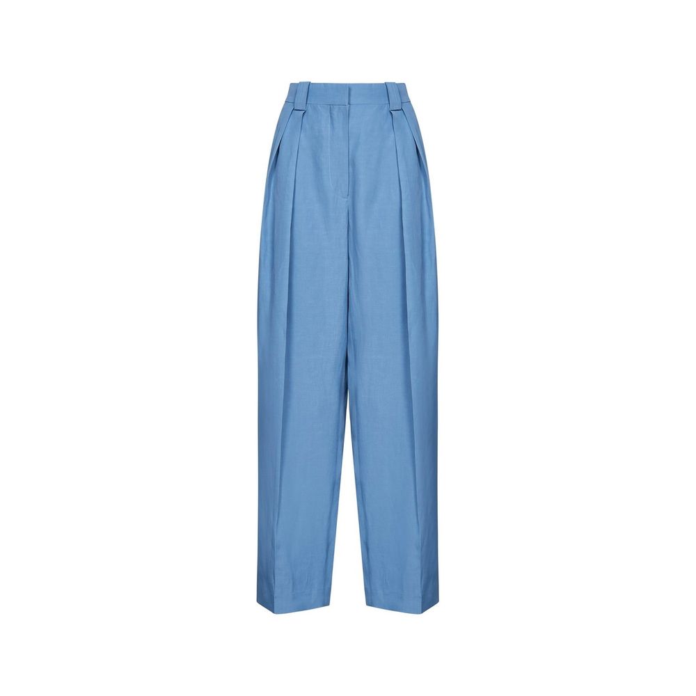 Blue Linen Casual Pants - ventzia