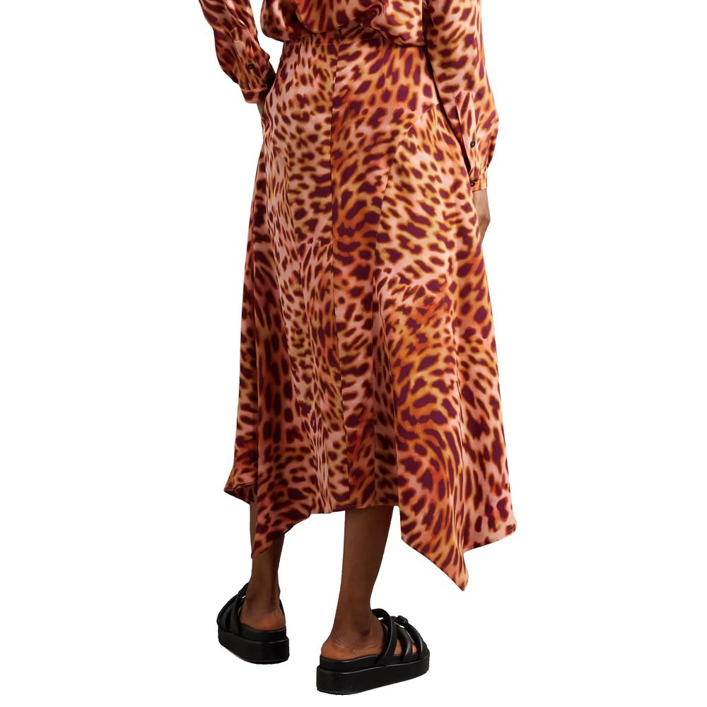 Orange Silk Midi Skirt - ventzia