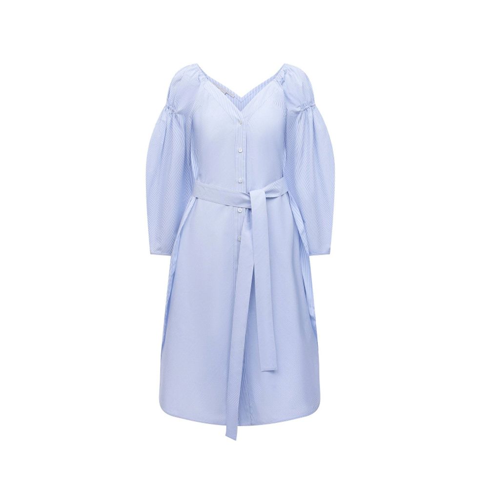Blue Cotton Casual Dress - ventzia