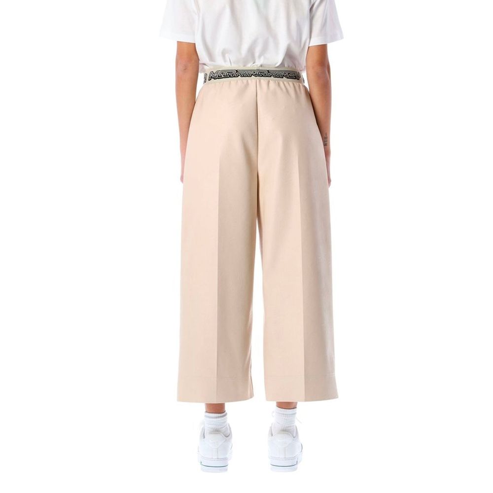 Beige Viscose Cropped Pants - ventzia