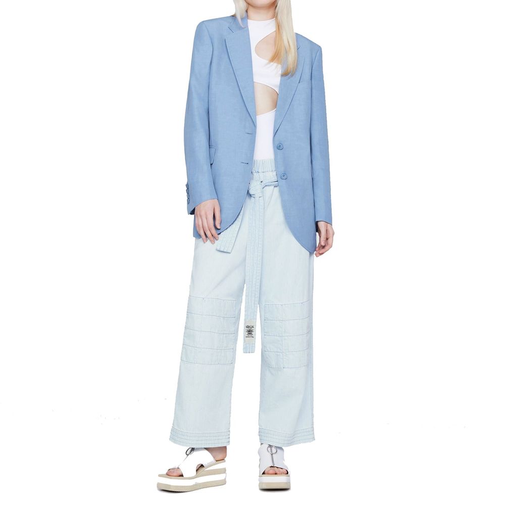 Blue Cotton Casual Pants - ventzia