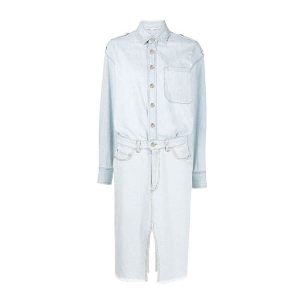 Blue Cotton Casual Dress - ventzia