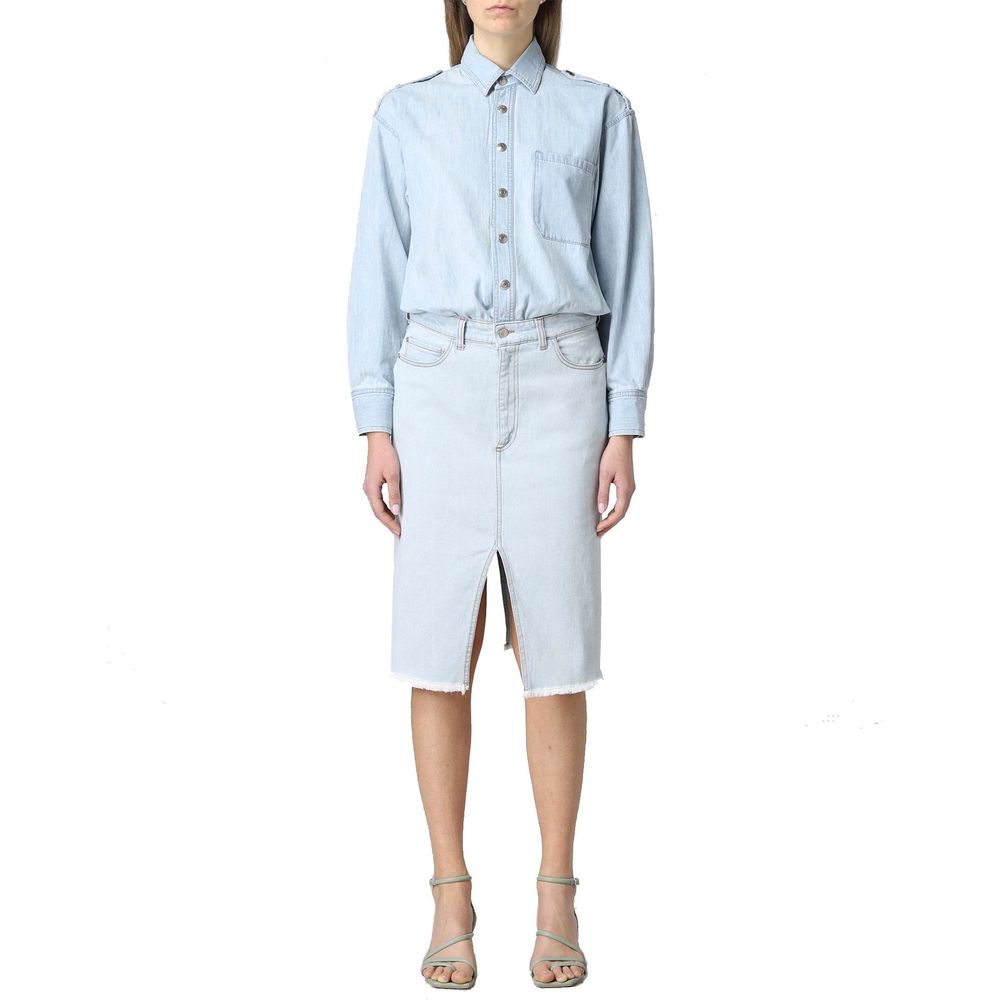 Blue Cotton Casual Dress - ventzia