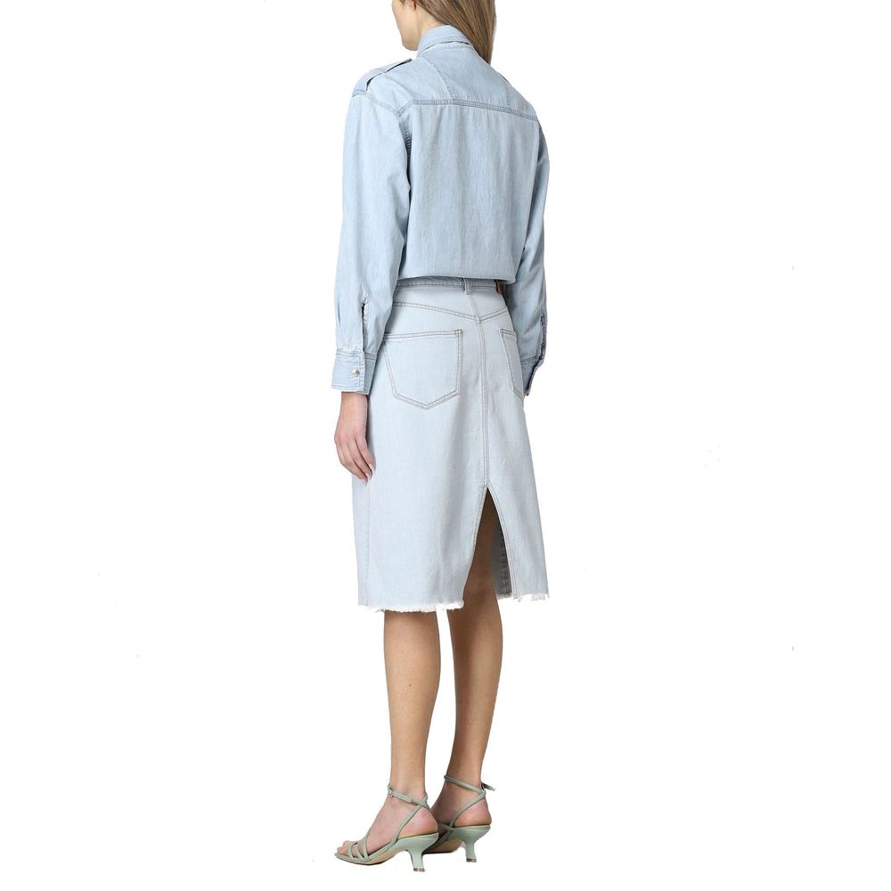 Blue Cotton Casual Dress - ventzia