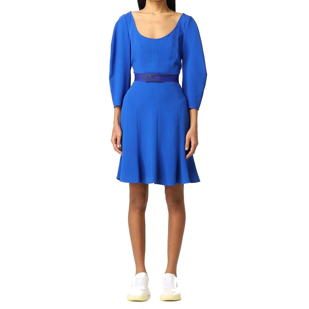 Blue Viscose Casual Dress - ventzia