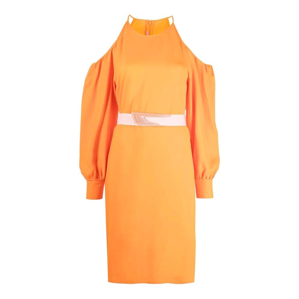 Orange Viscose Casual Dress - ventzia