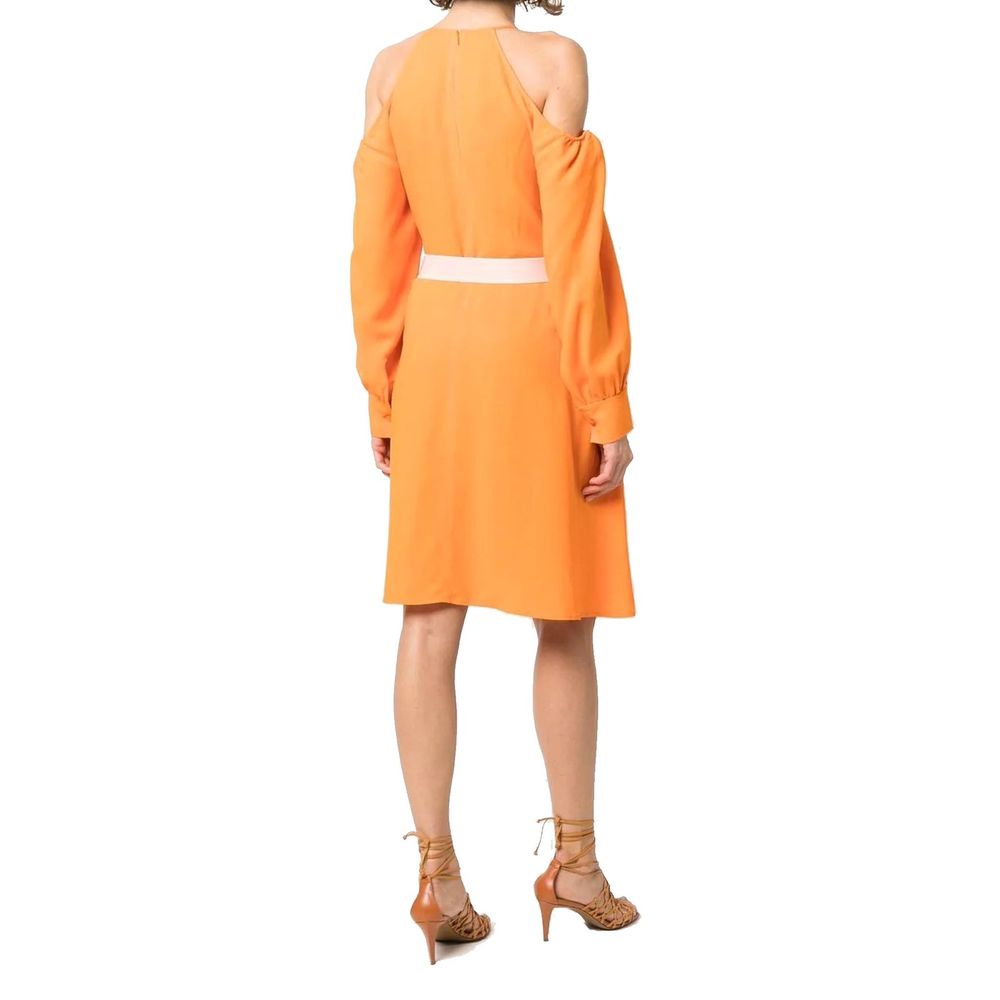 Orange Viscose Casual Dress - ventzia