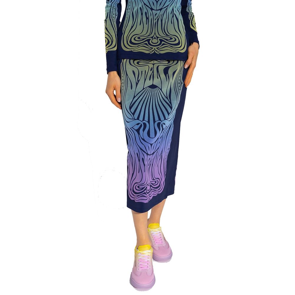 Blue Polyamide Midi Skirt - ventzia