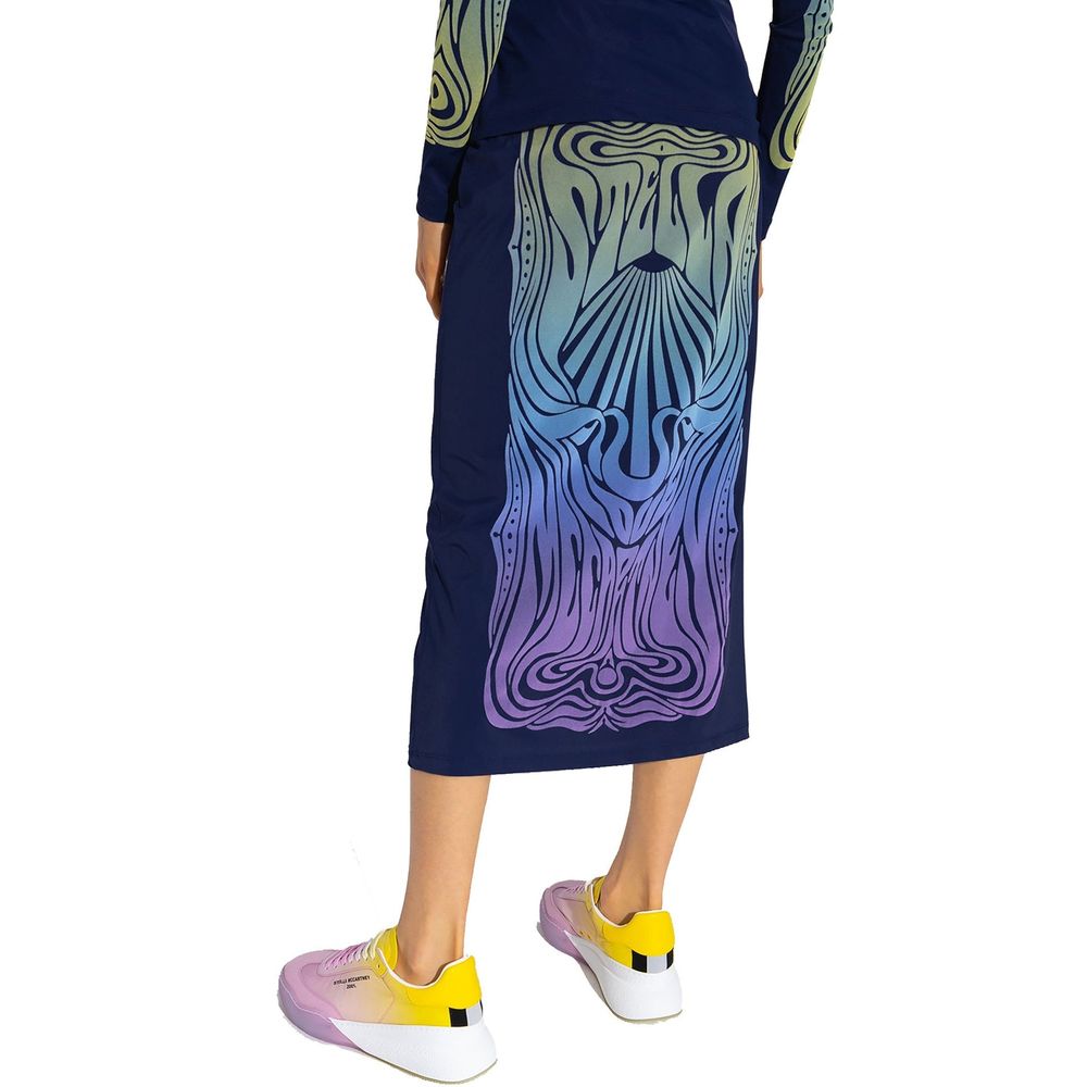 Blue Polyamide Midi Skirt - ventzia