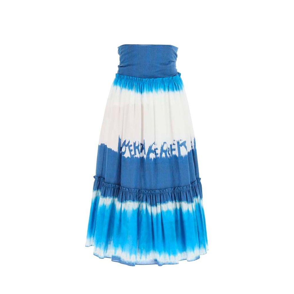 Blue Cotton Midi Skirt - ventzia