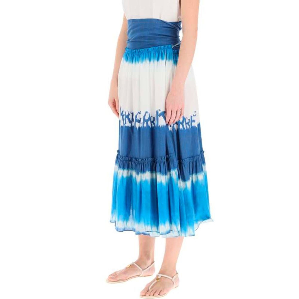 Blue Cotton Midi Skirt - ventzia