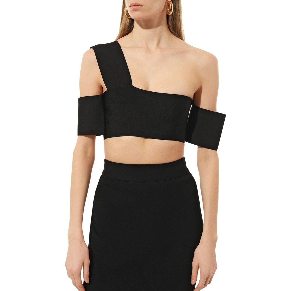Black Elastane Tank Tops - ventzia