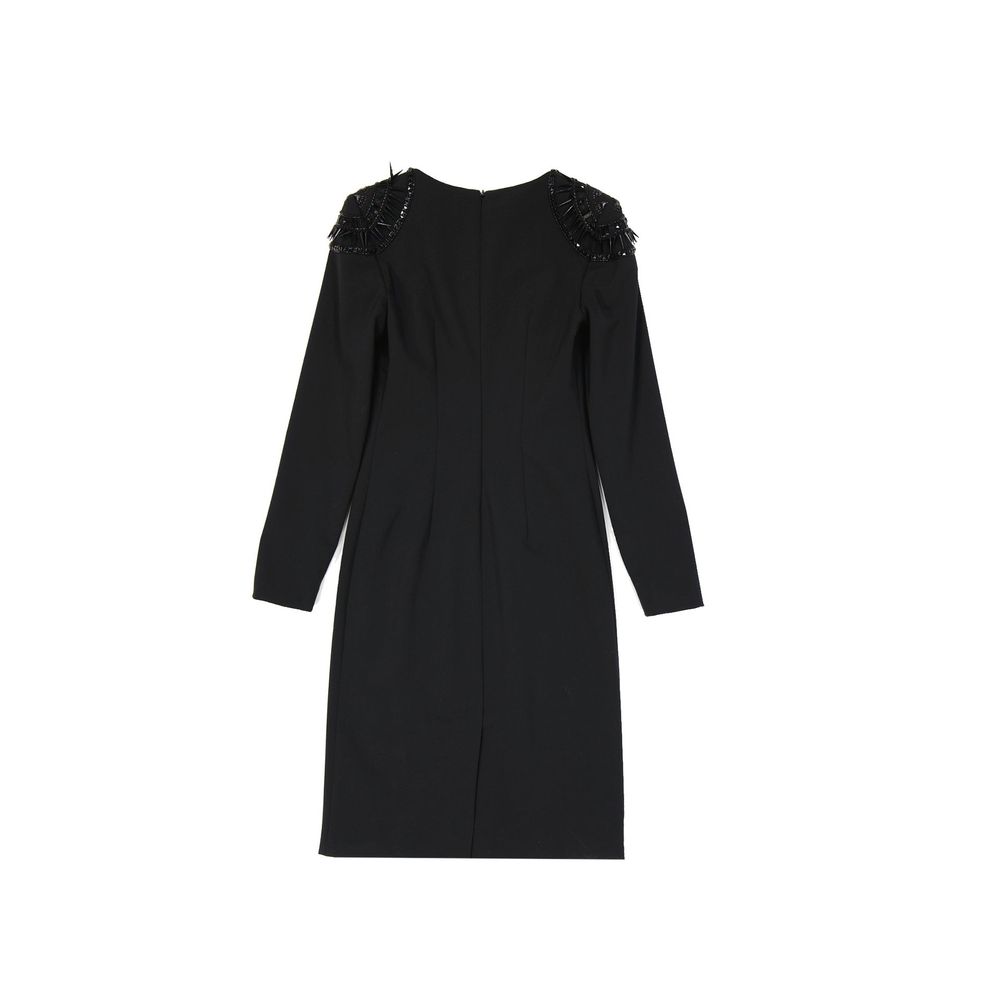 Black Elastane Casual Dress - ventzia