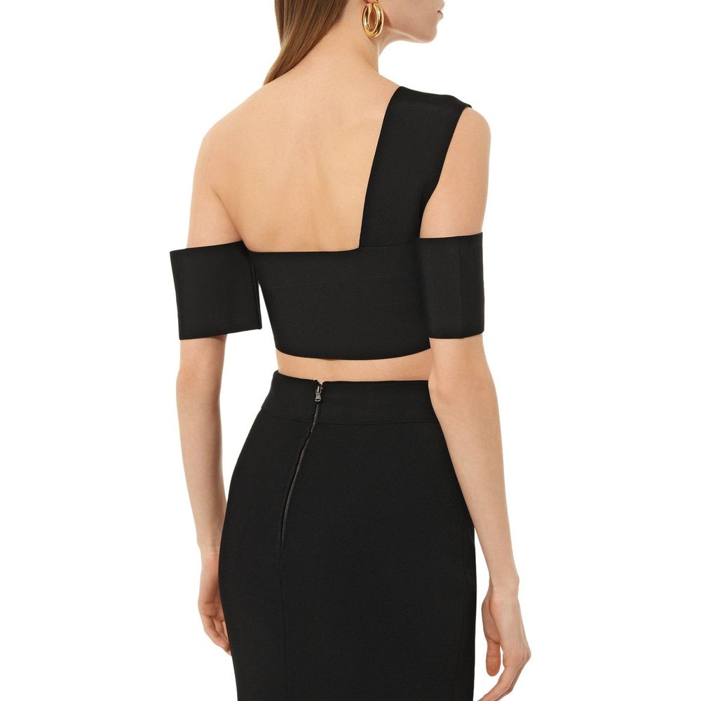 Black Elastane Tank Tops - ventzia