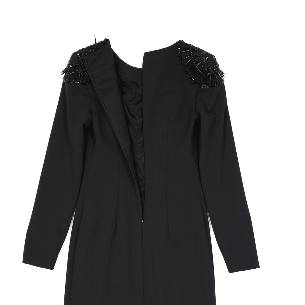 Black Elastane Casual Dress - ventzia