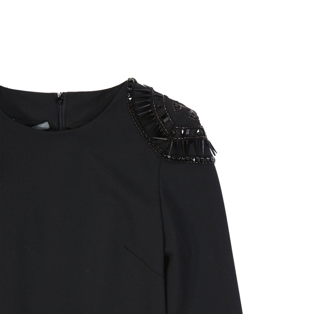 Black Elastane Casual Dress - ventzia