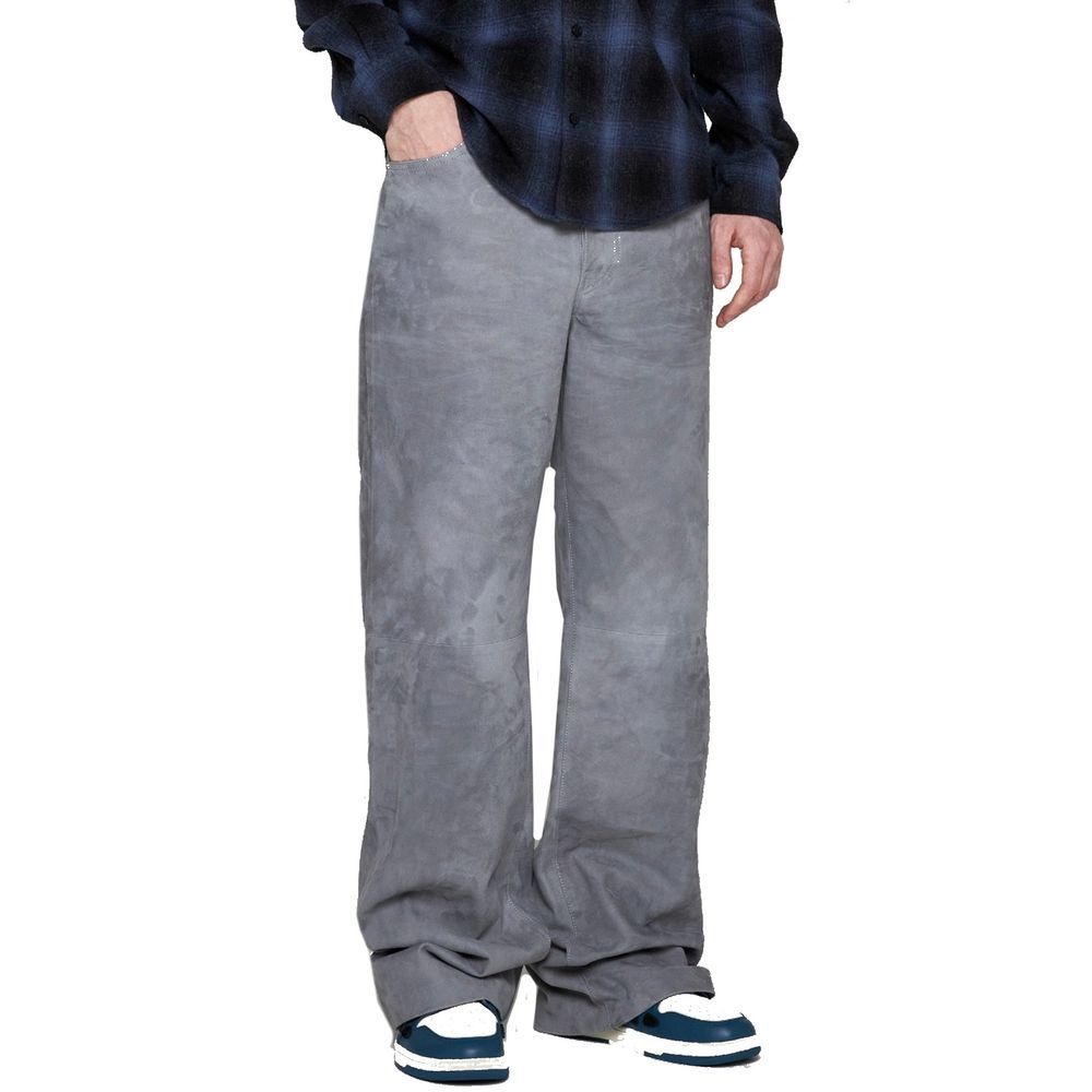 Gray Leather Pants - ventzia