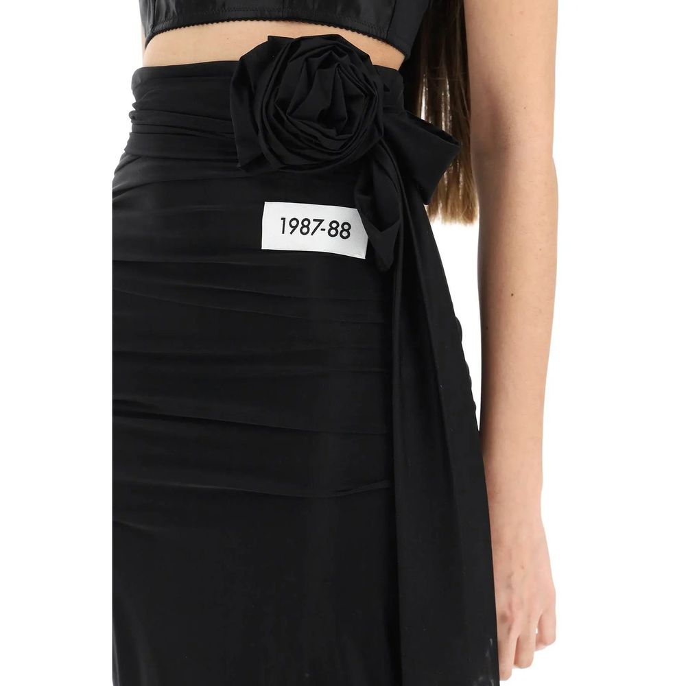 Black Elastane Long Skirt - ventzia