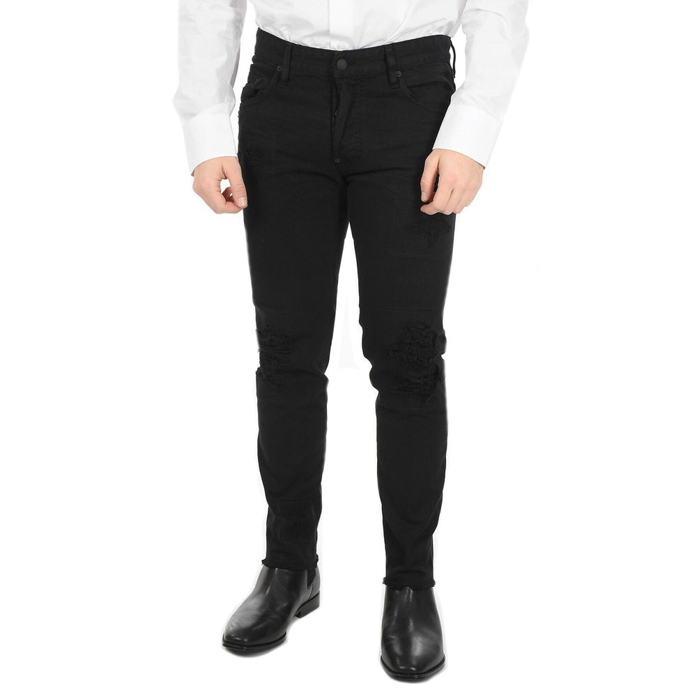 Black Cotton Skinny Jeans - ventzia