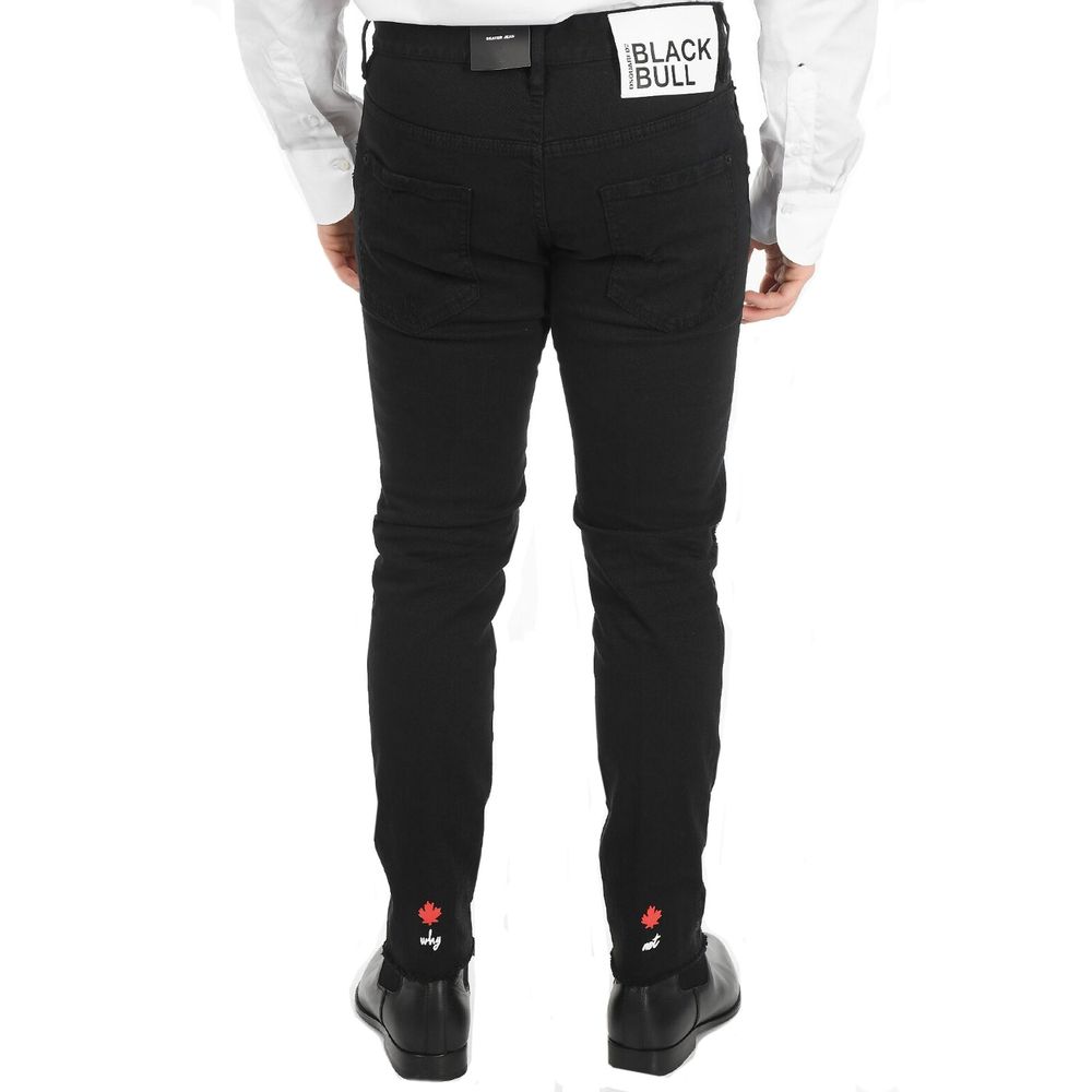 Black Cotton Skinny Jeans - ventzia