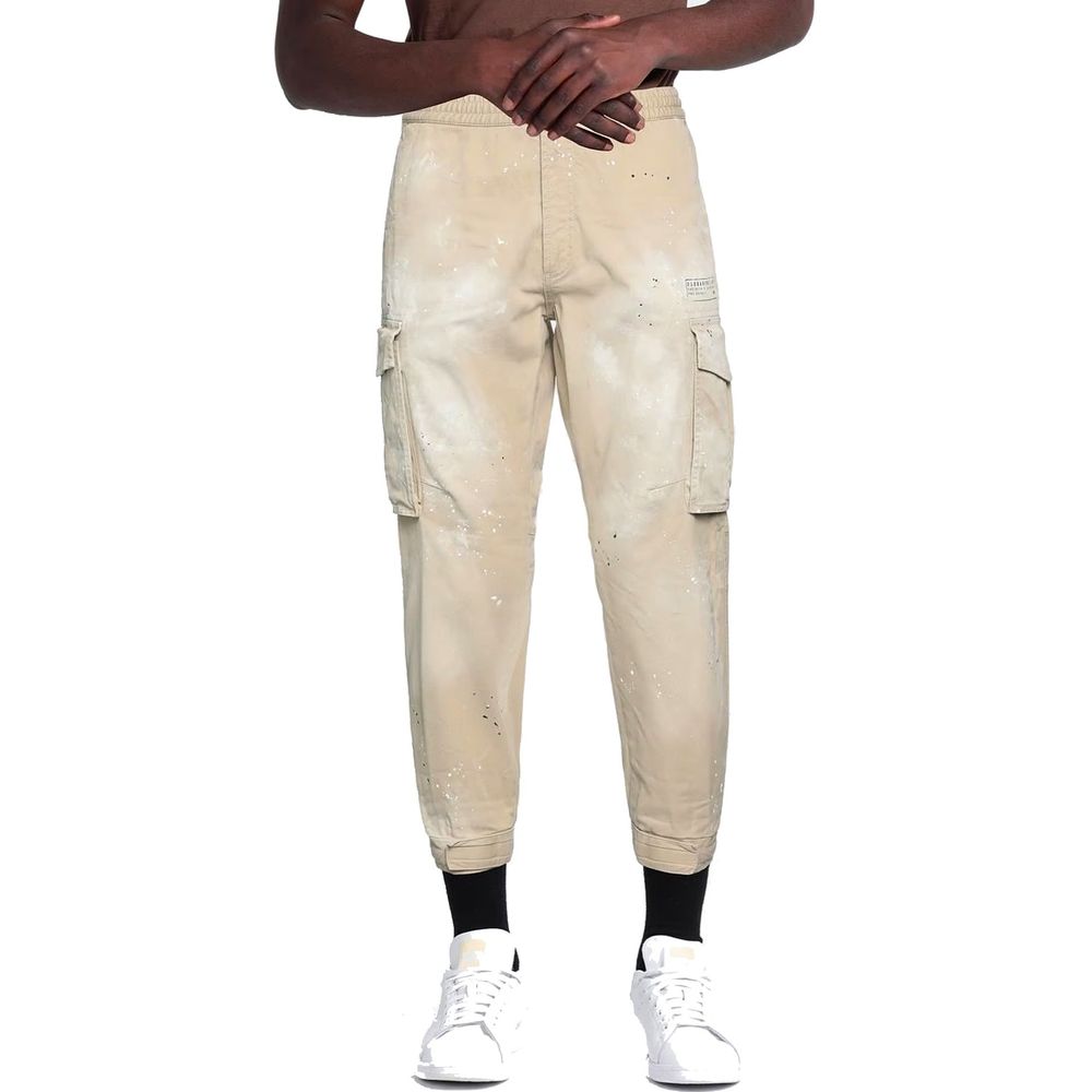 Beige Cotton Cargo Pants - ventzia