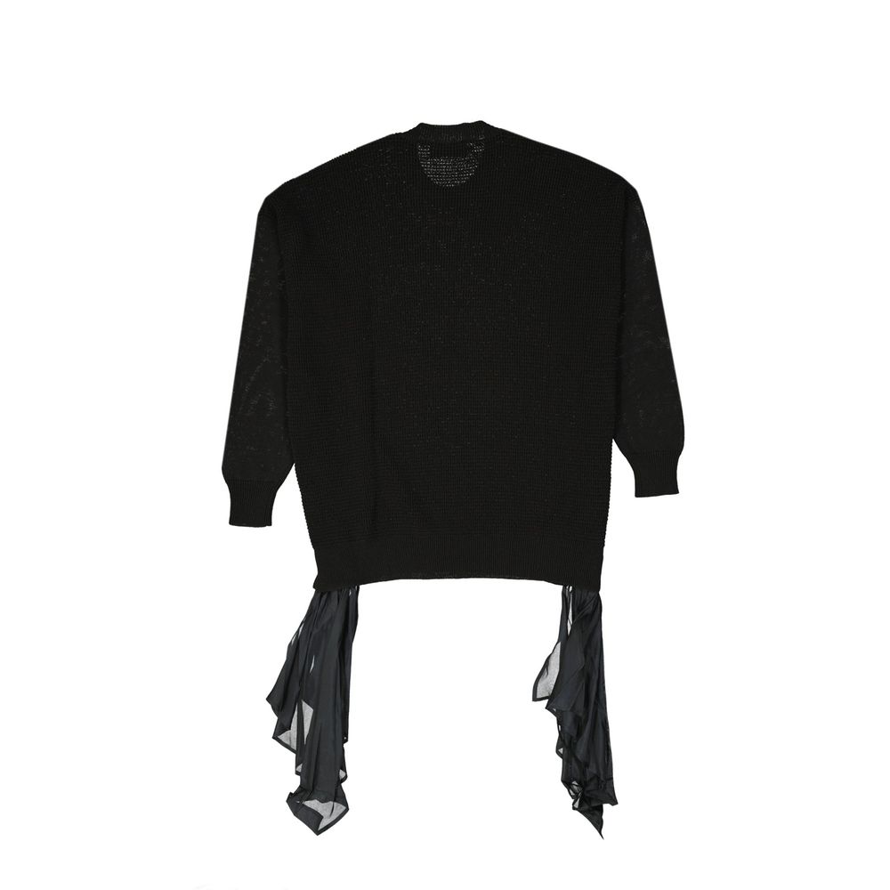 Black Cotton Sweatshirt - ventzia