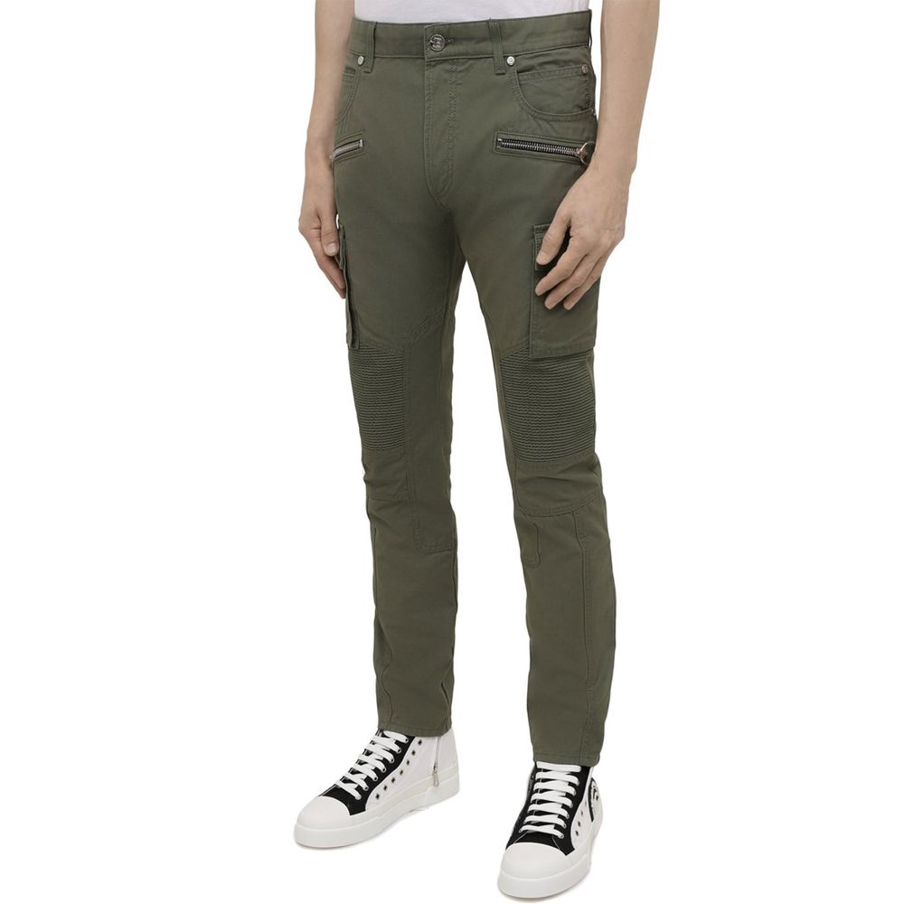 Bicolor Cotton Cargo Pants - ventzia