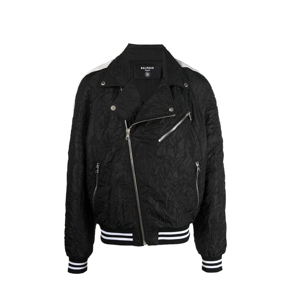 Black Polyester Bomber - ventzia