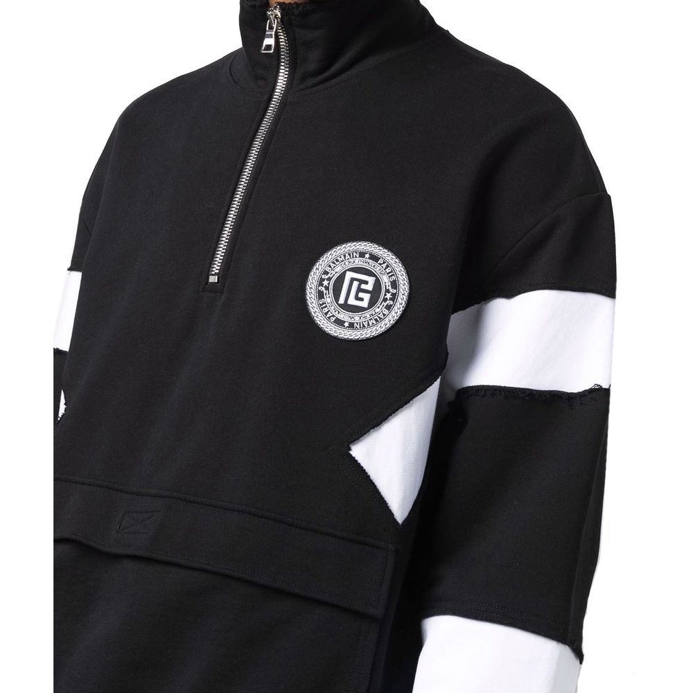 Black Cotton Sweatshirt - ventzia