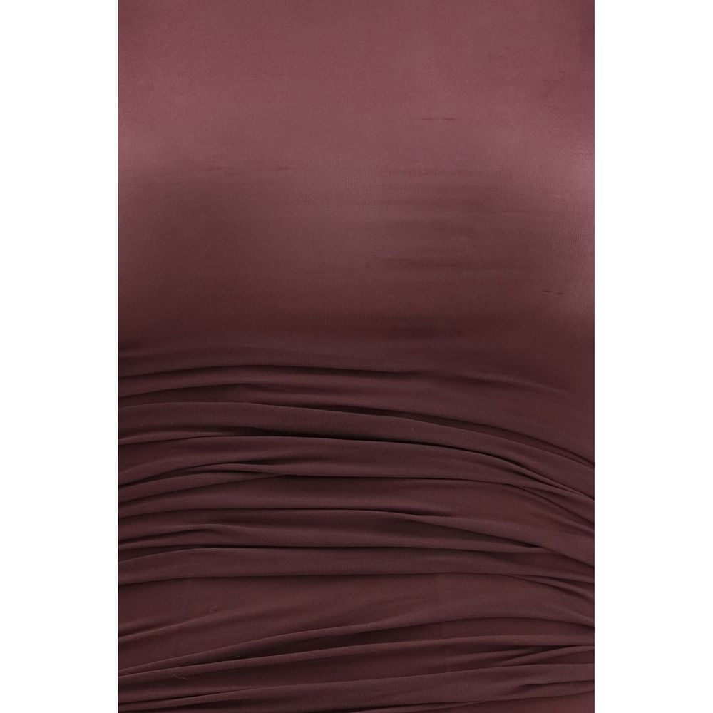 Bordeaux Polyamide Casual Dress - ventzia