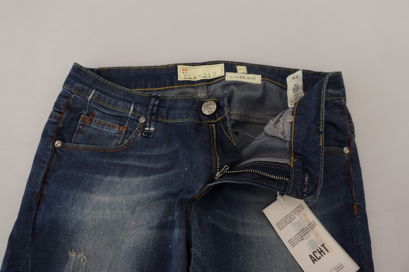 Blue Washed Cotton Slim Fit Women Denim Pants Jeans