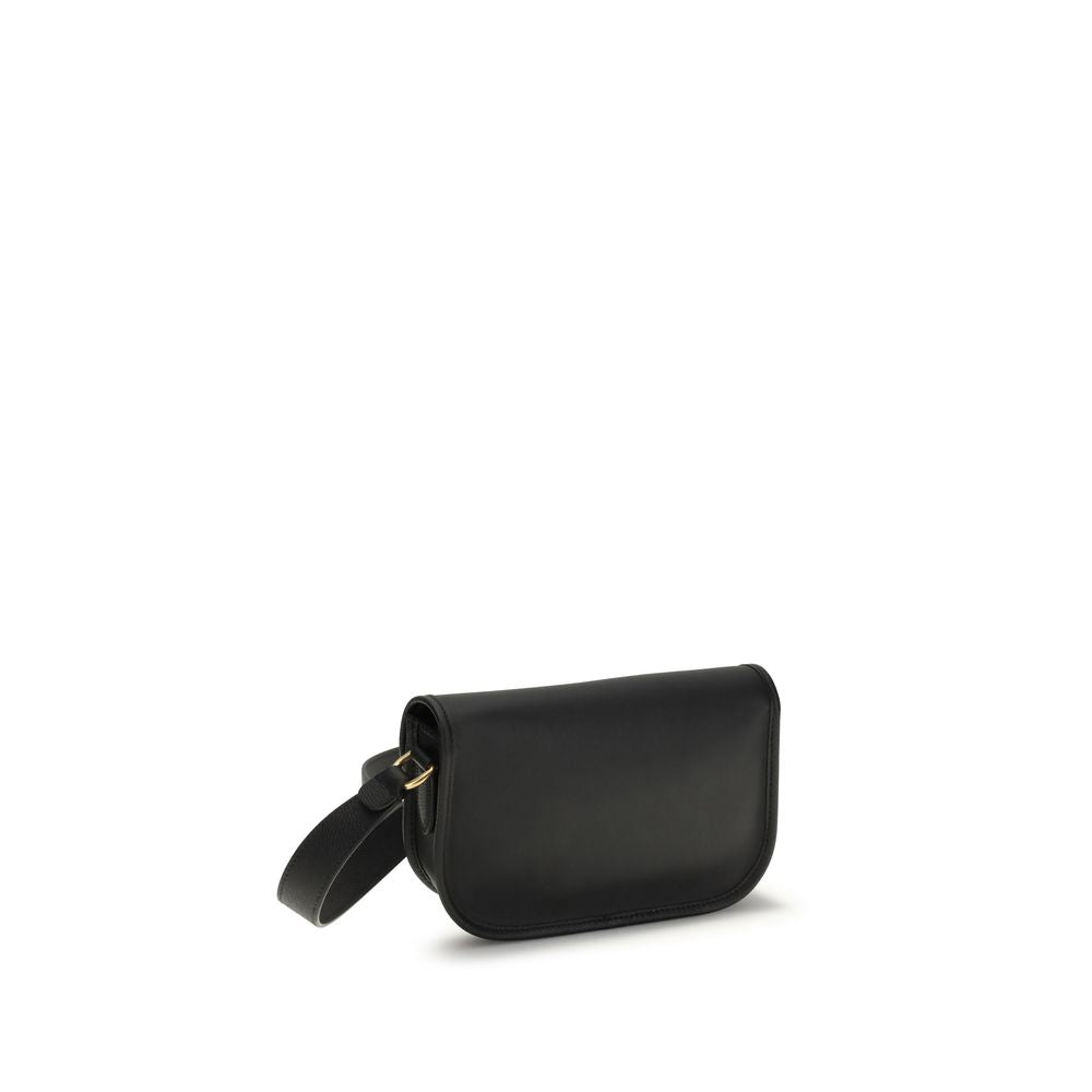 Black Calf Leather Bos Taurus Shoulder Bag - ventzia