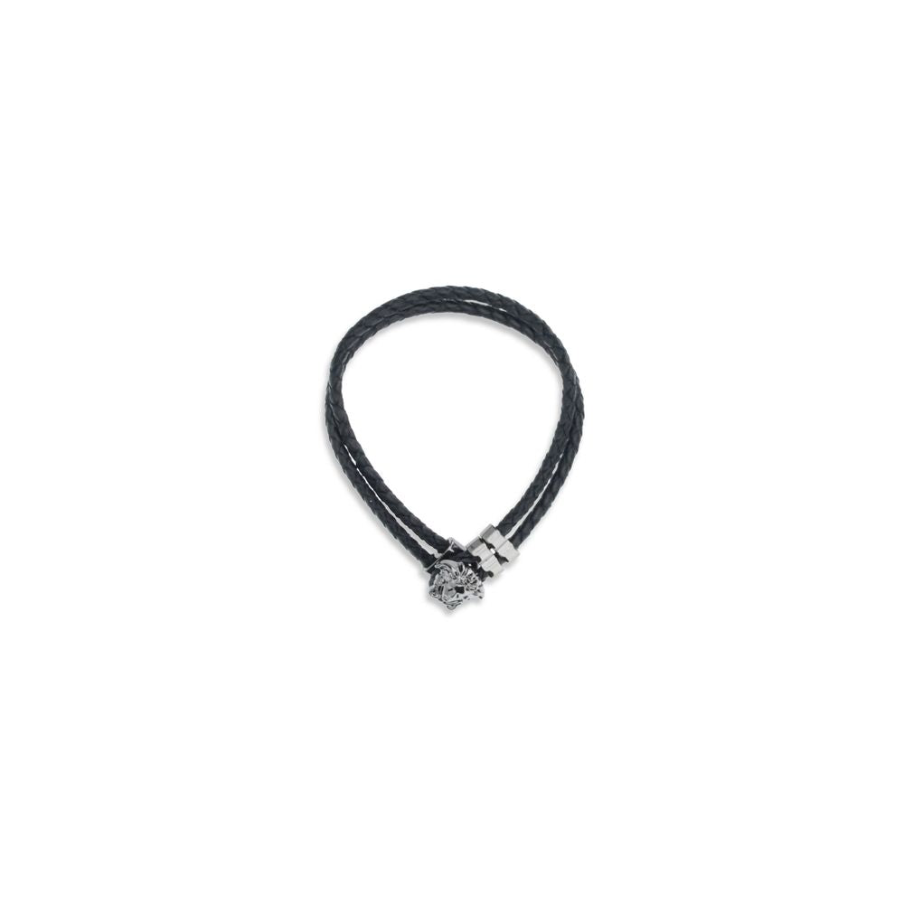 Black Calf Leather Bos Taurus Bracelet - ventzia