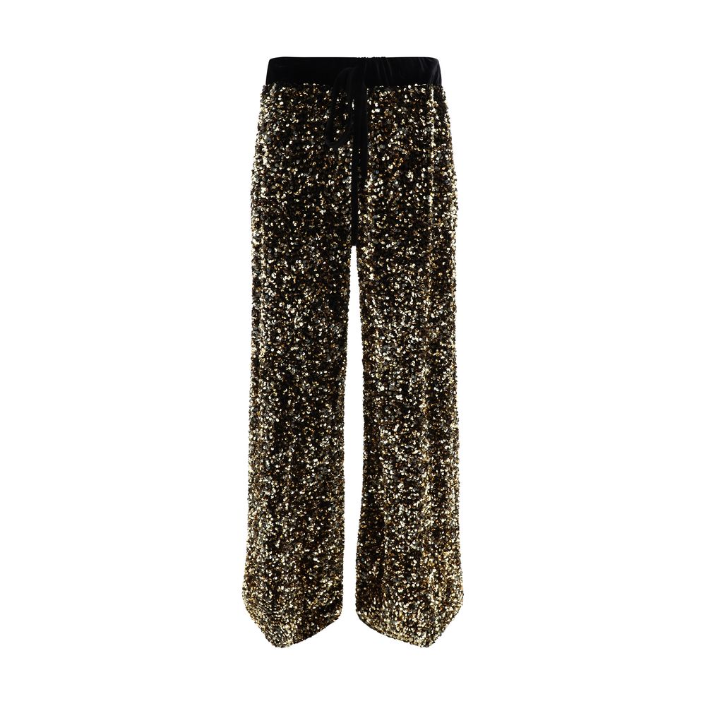 Gold Polyamide Casual Pants - ventzia