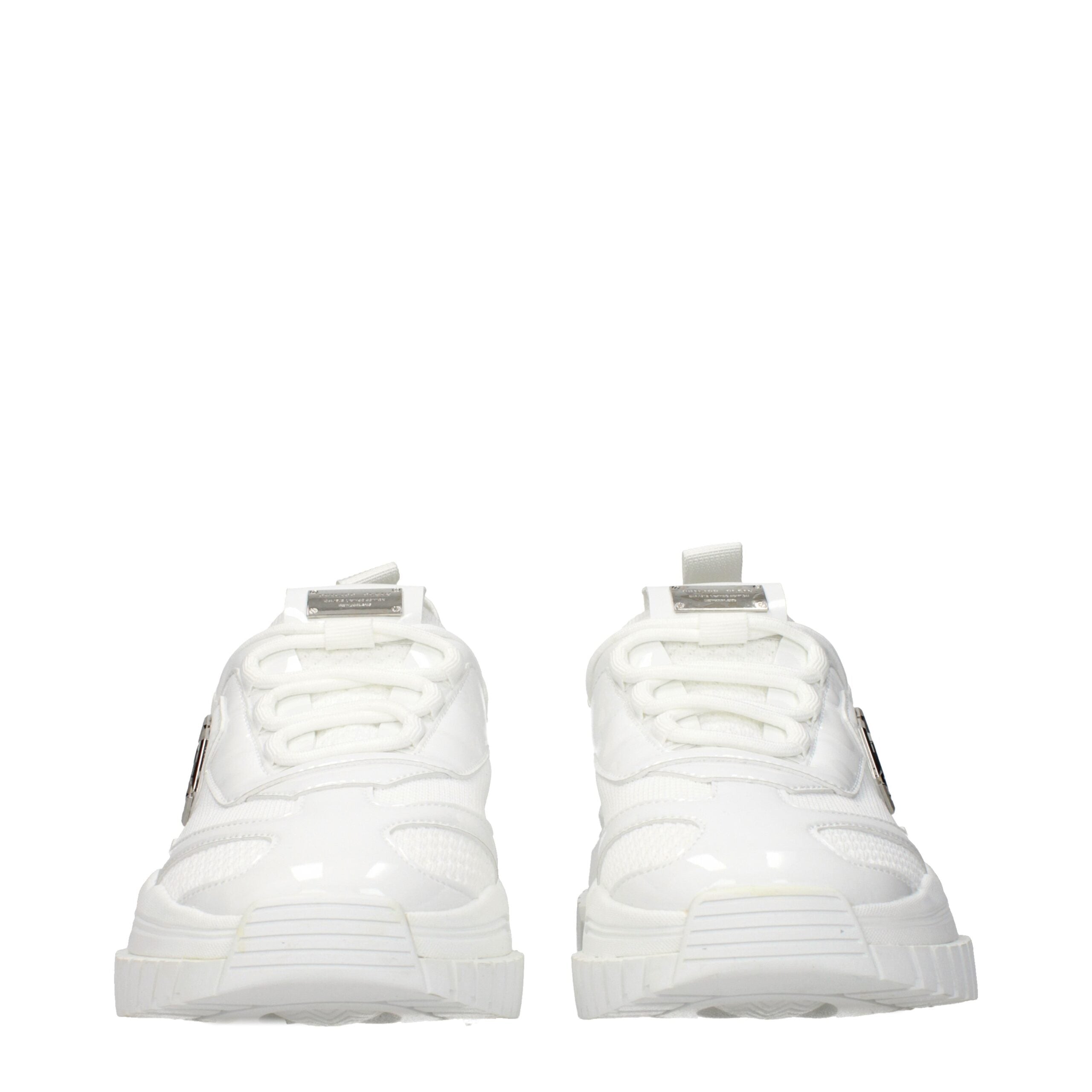 White Fabric Chunky Sneakers - ventzia