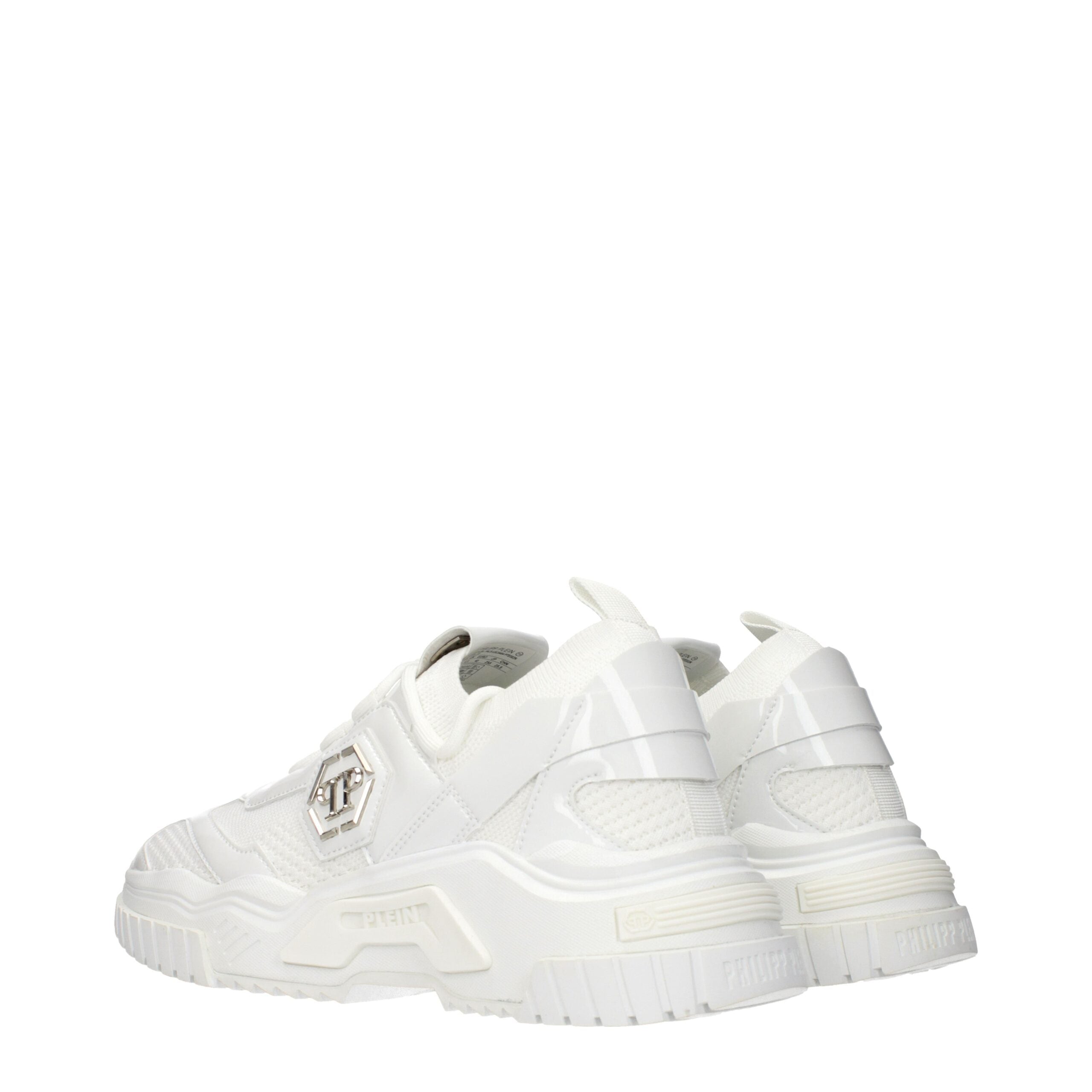 White Fabric Chunky Sneakers - ventzia