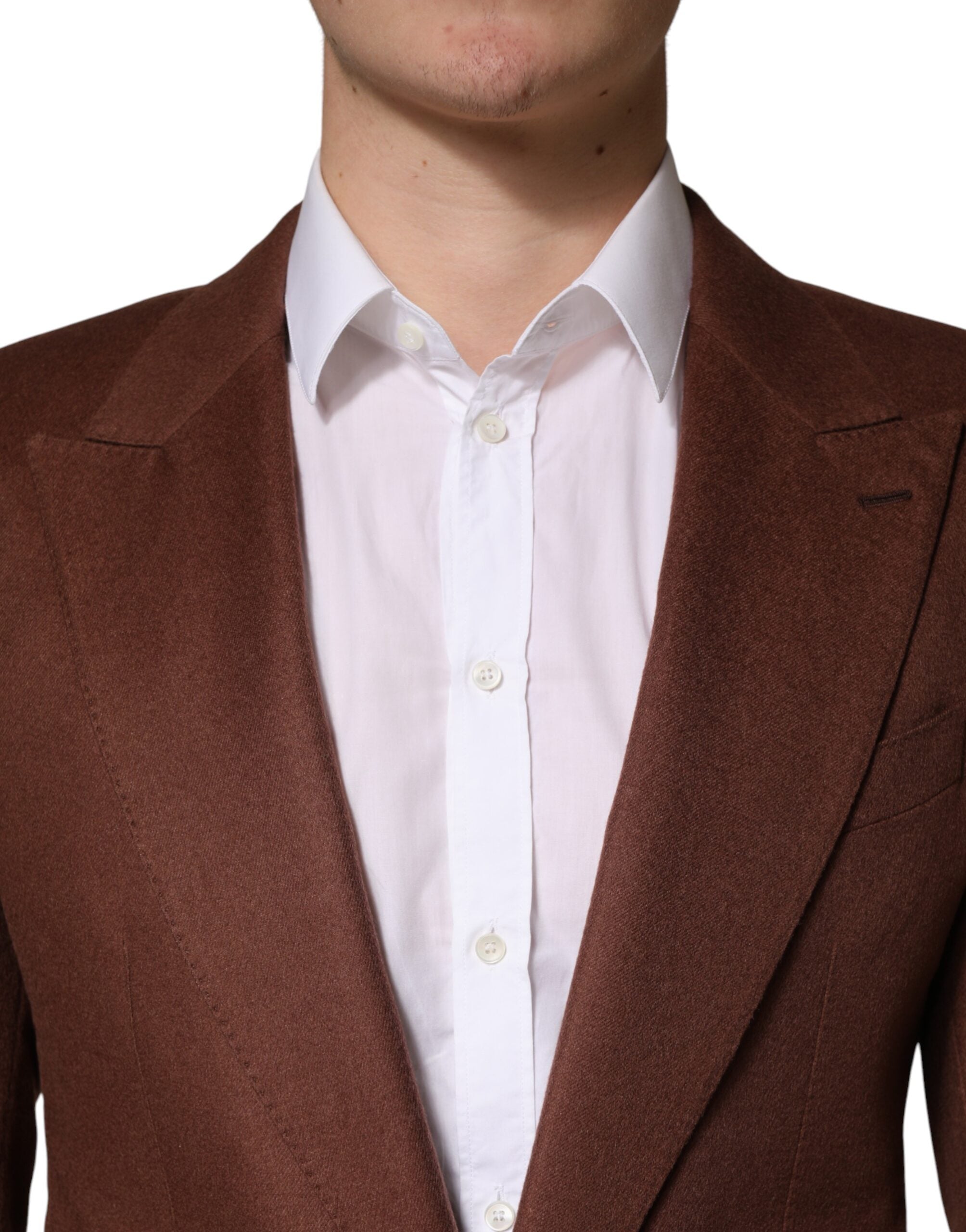 Brown Cashmere Single Breasted Jacket Blazer - ventzia