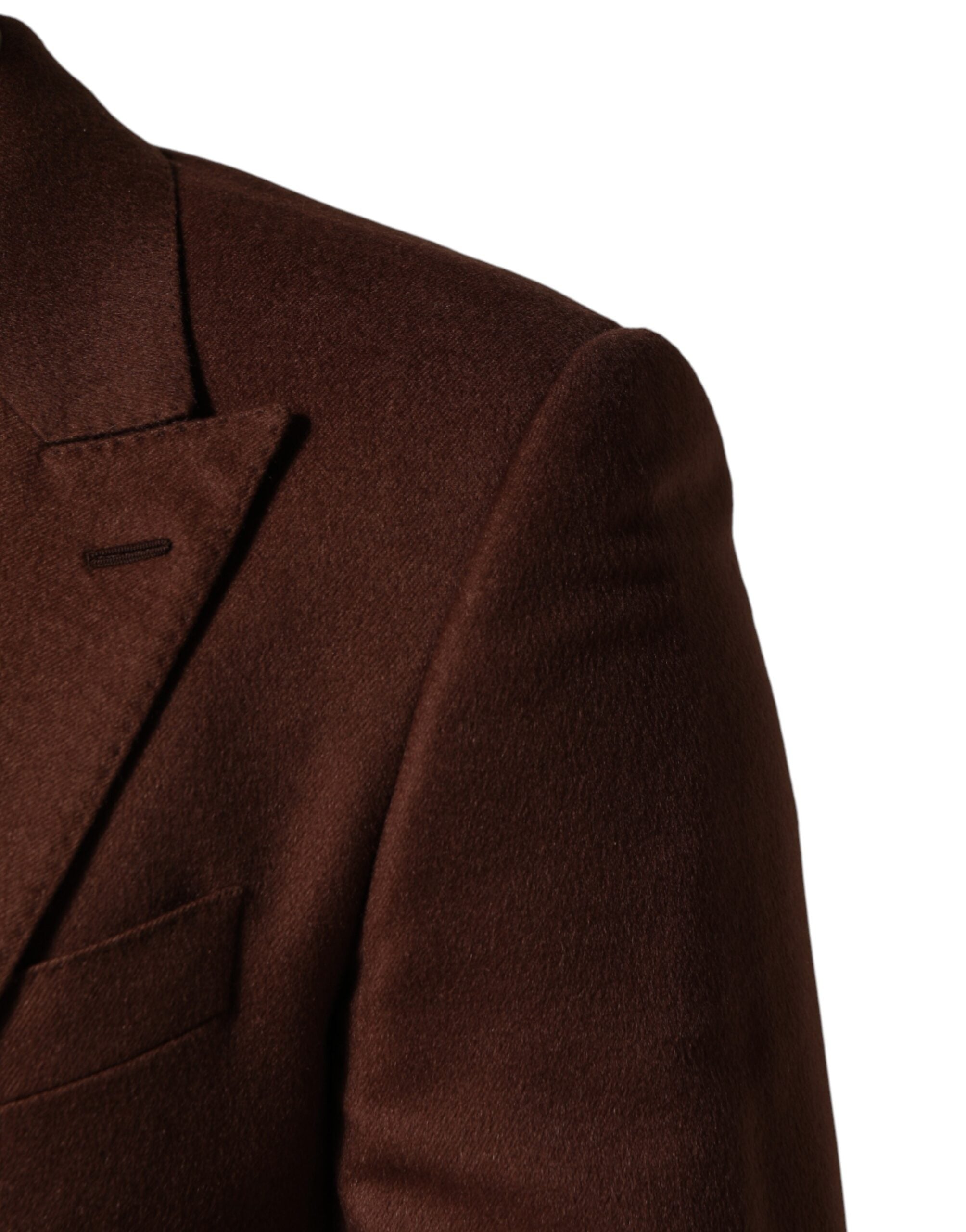 Brown Cashmere Single Breasted Jacket Blazer - ventzia