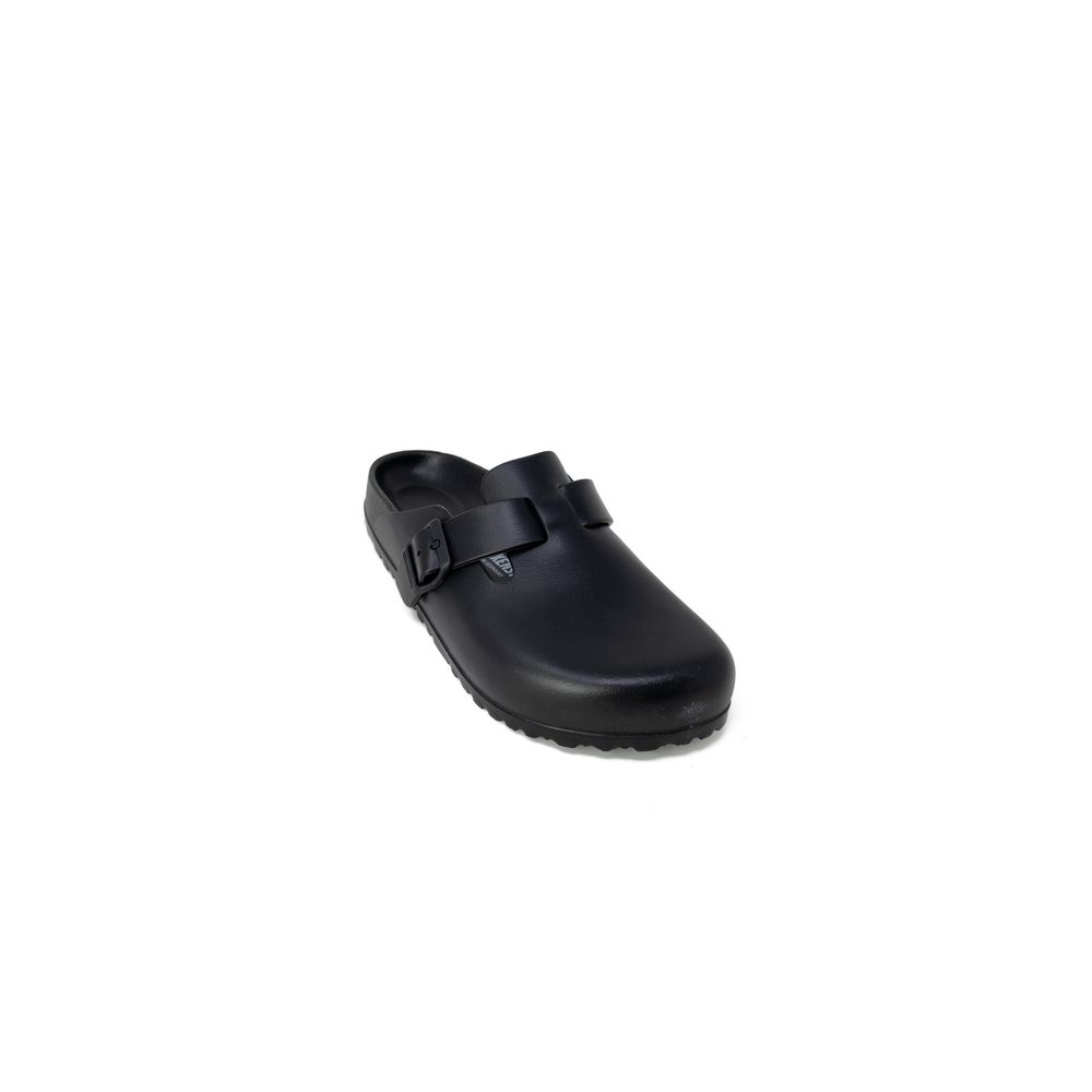 Black Artificial Leather Slippers - ventzia