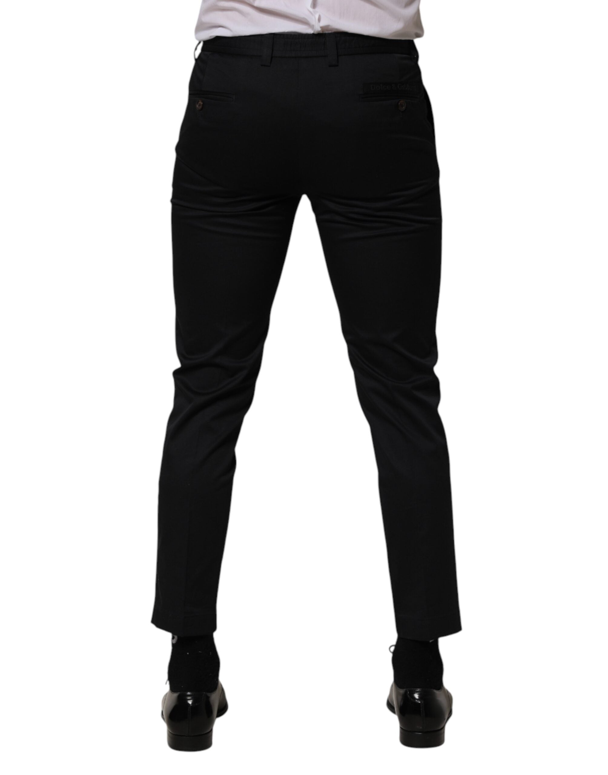 Dark Blue Cotton Skinny Dress Trouser Pants - ventzia
