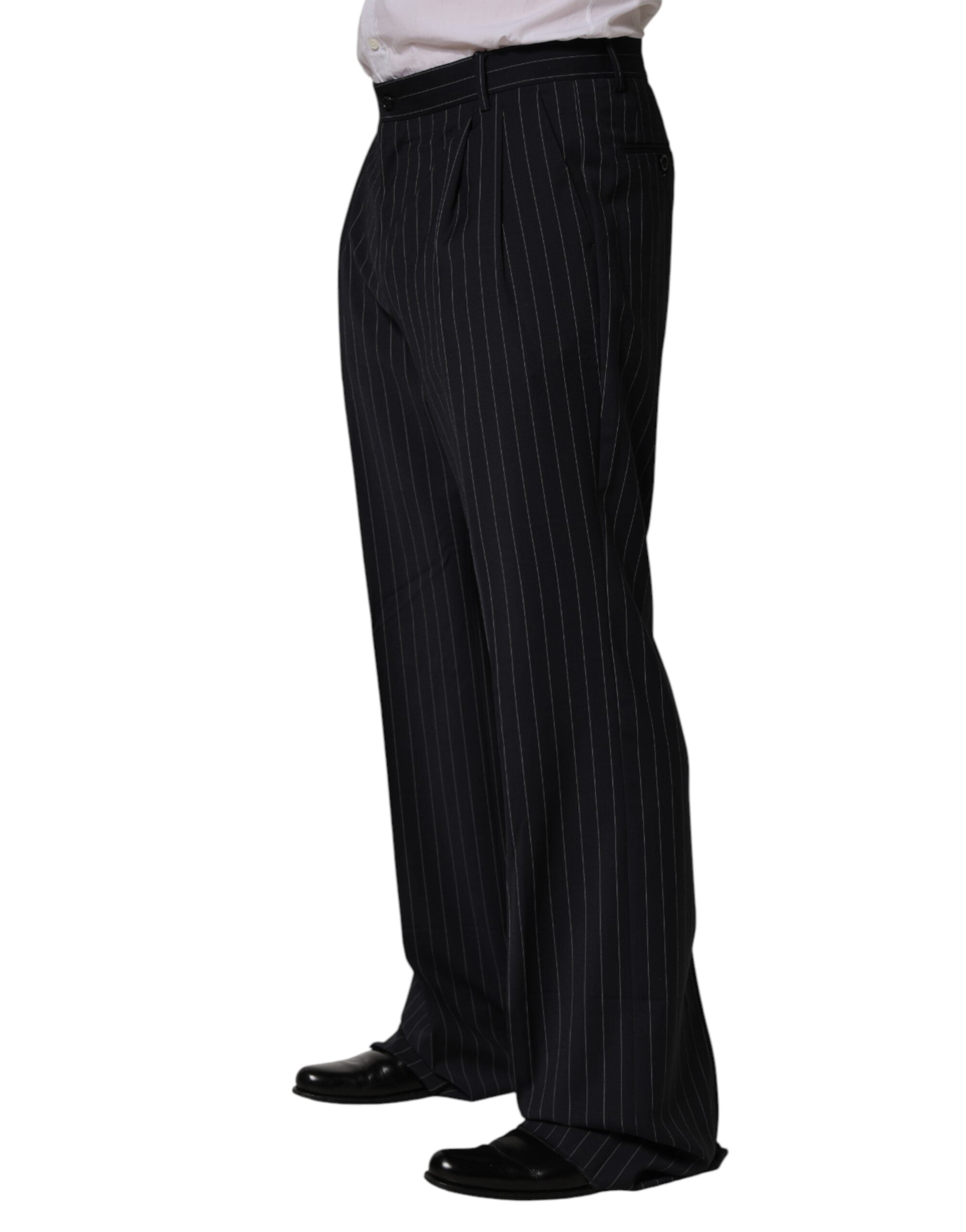 Black Stripe Straight Men Dress Trouser Pants - ventzia