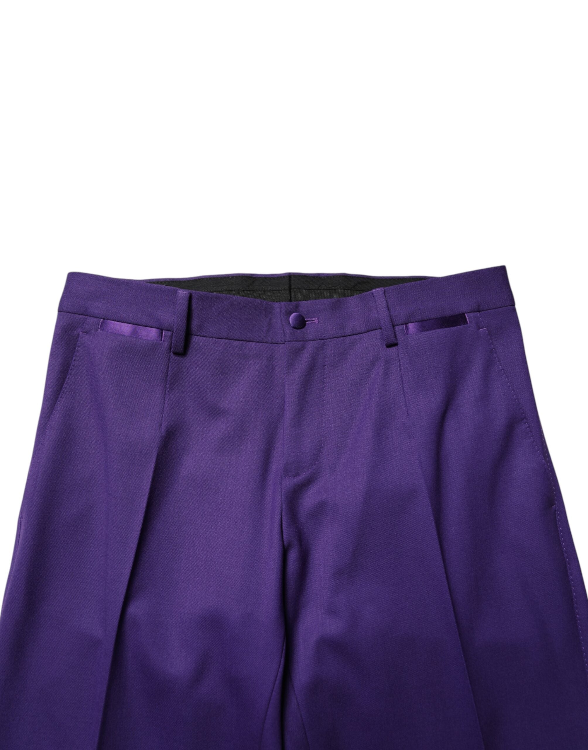 Purple Wool Skinny Dress Men Trouser Pants - ventzia