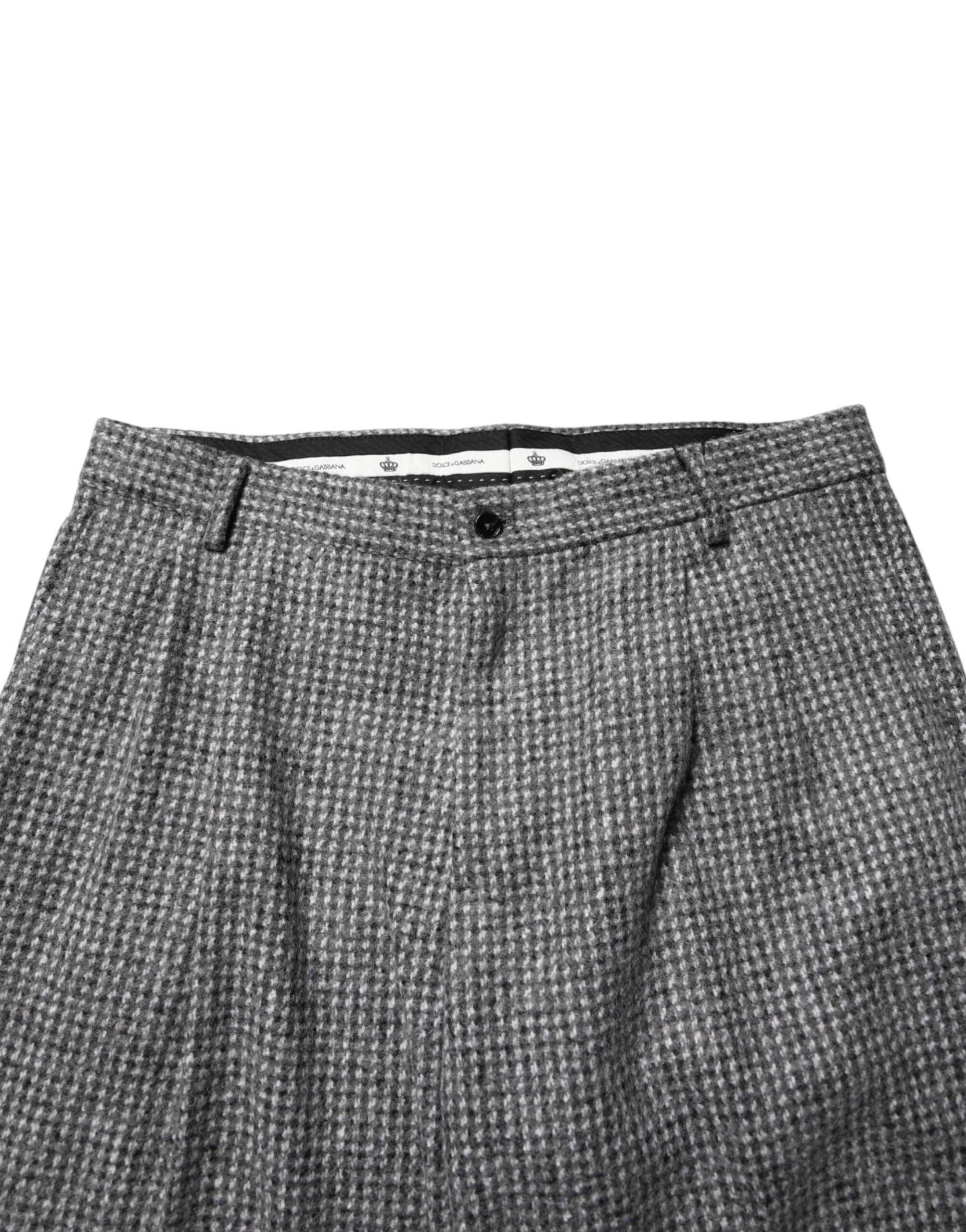 Gray Houndstooth Straight Dress Trouser Pants - ventzia