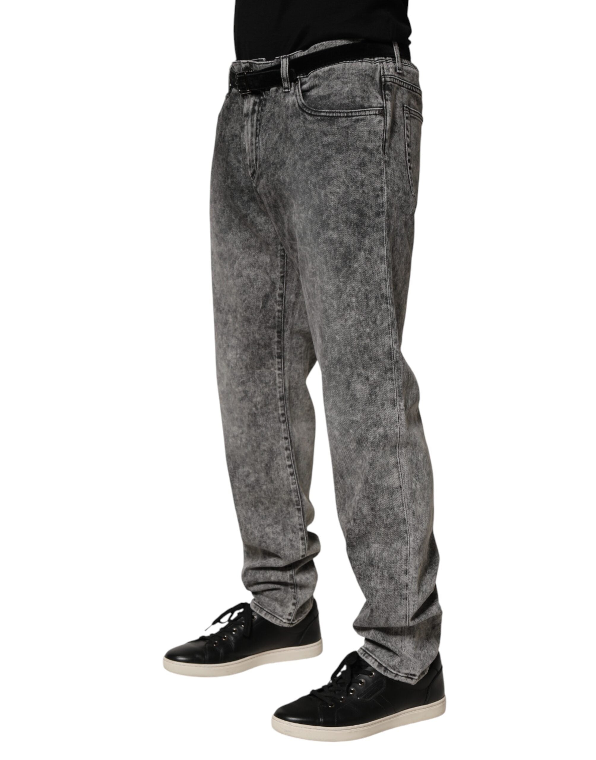 Gray Cotton Straight Leg Denim Trouser Jeans - ventzia