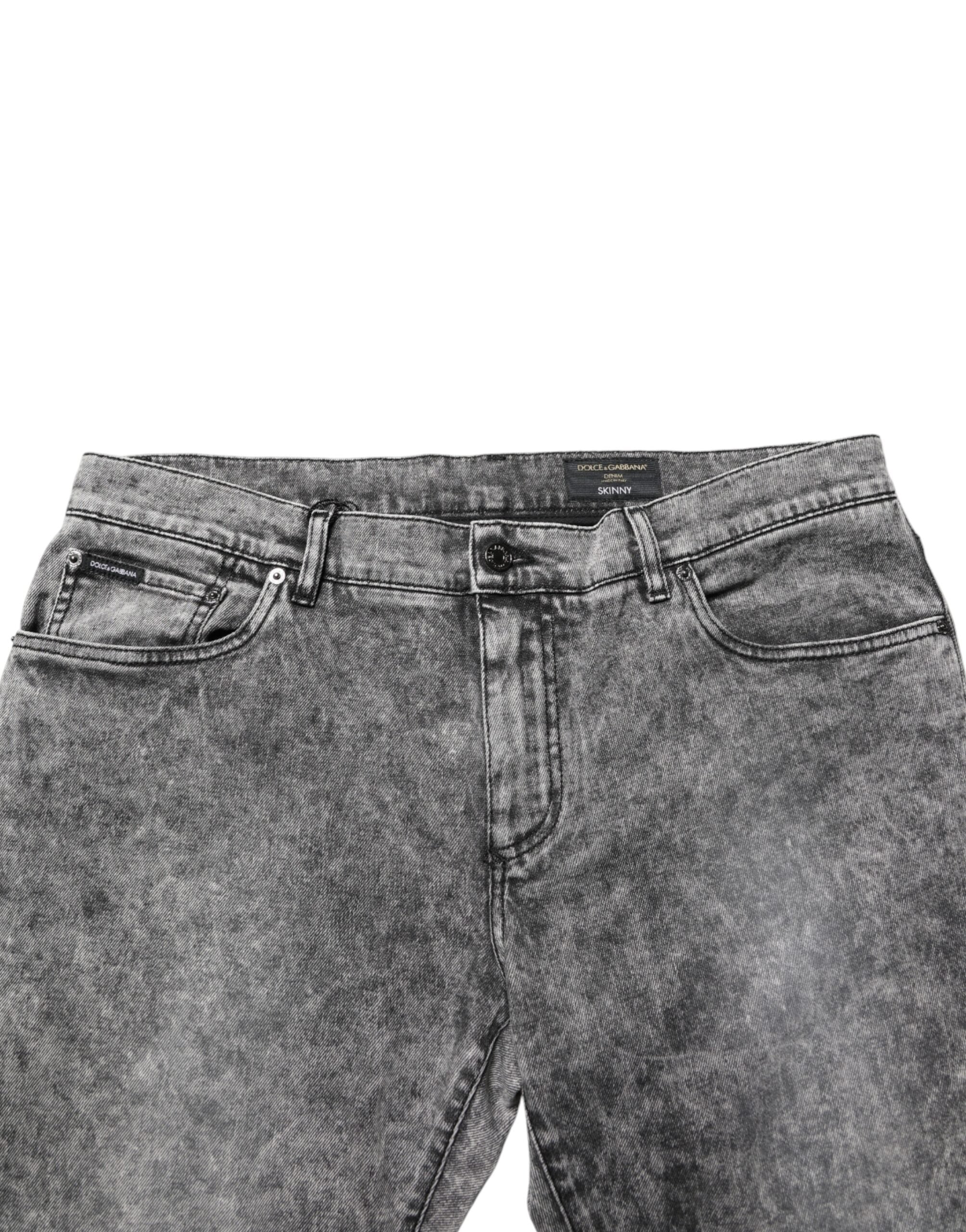 Gray Cotton Straight Leg Denim Trouser Jeans - ventzia
