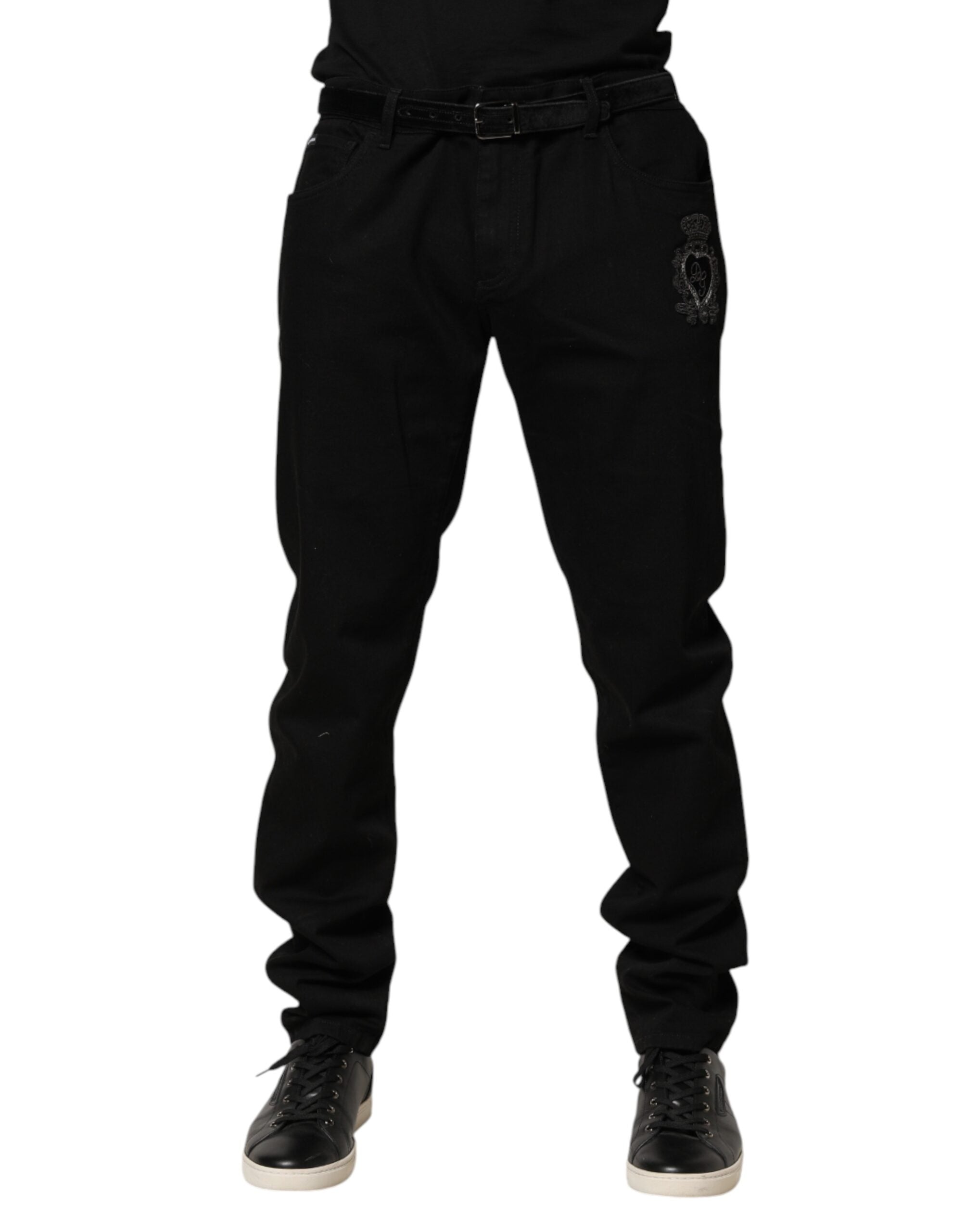 Black Sacred Heart Skinny Men Denim Jeans - ventzia