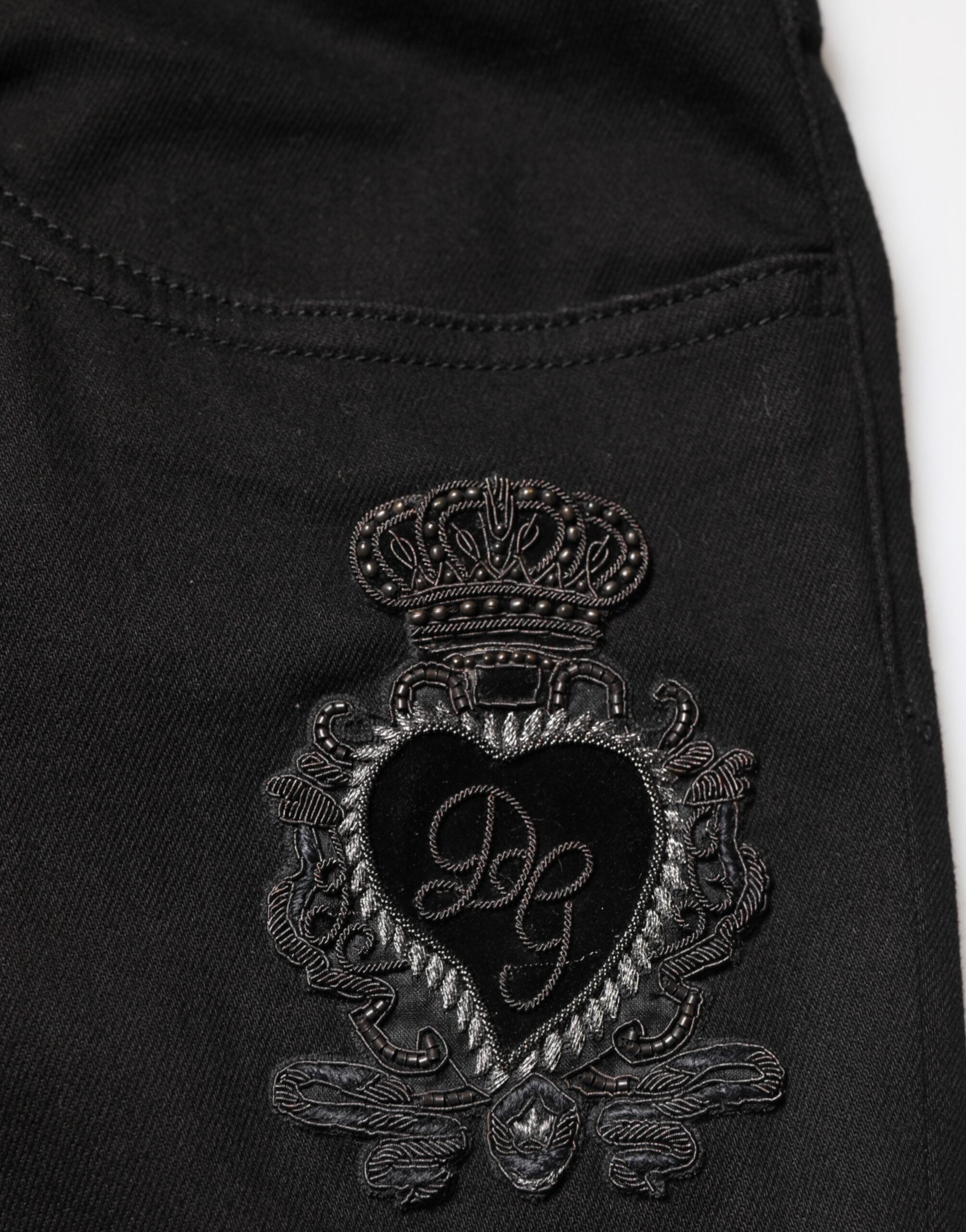 Black Sacred Heart Skinny Men Denim Jeans - ventzia